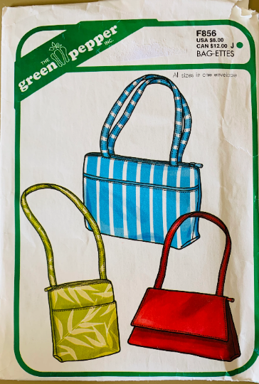Top Handle Utility Tote Bag Carryall Shoulder Bag Handbag Purse Sewing Pattern Green Pepper 856