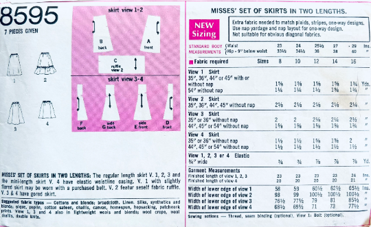 70s Mini Skirt Ruffled Skirts w/ Elastic Waist Easy Petite Vintage Sewing Pattern Simplicity 8595 W24