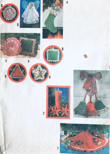 Victorian Inspired Christmas Tree Ornaments Tree Skirt Door Home Decor Holiday Decor Teacher Gift Holiday Sewing Pattern Simplicity 8722 Uncut