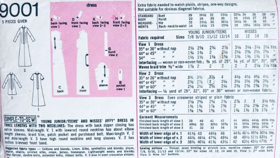 70s A Line Granny Dress in Midi Mini or Maxi Length Long Sleeves Petite Easy Vintage Jiffy Sewing Pattern Simplicity 9001 B32