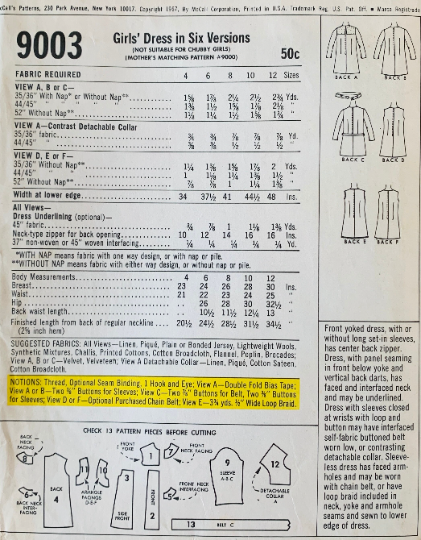 Girls Sleeveless or Long Sleeve Shift Dress Sewing Pattern McCalls 9003 Size 6