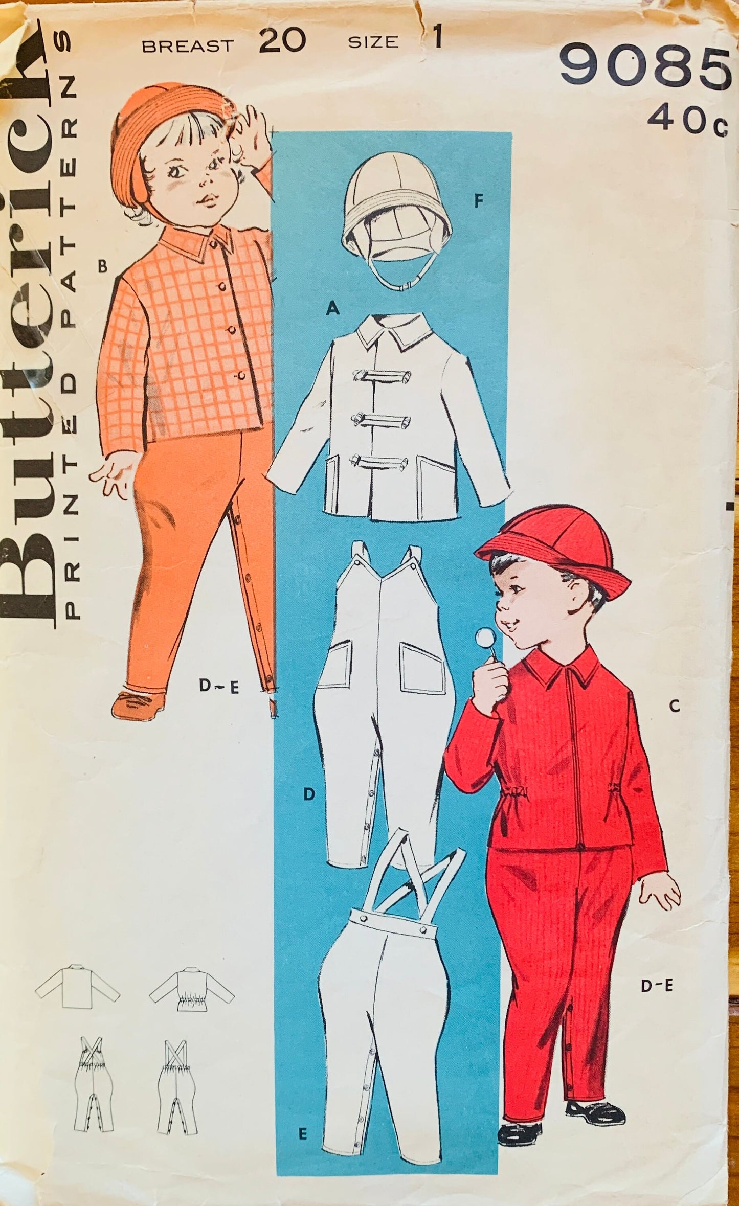 Toddler Coat Hat Snowsuit Snow Suit Winter Toddlers Toggle Jacket Outerwear Vintage Sewing Pattern Butterick 9085 Size 1