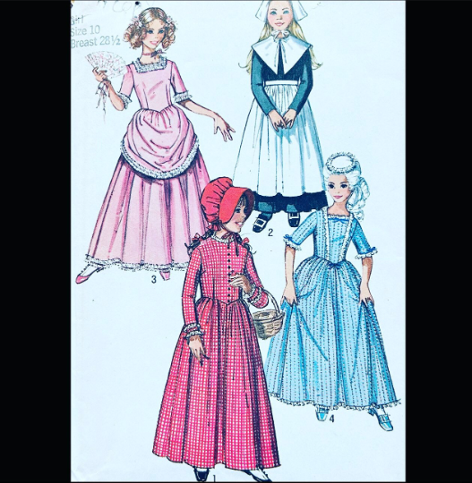Girls Early America 1700s 1800s Pioneer Settler Prairie Dress w/ Panni – Vintage Fashion Library Girls Early America 1700s 1800s Pioneer Settler Prairie Dress w/ Panni – Vintage Fashion Library