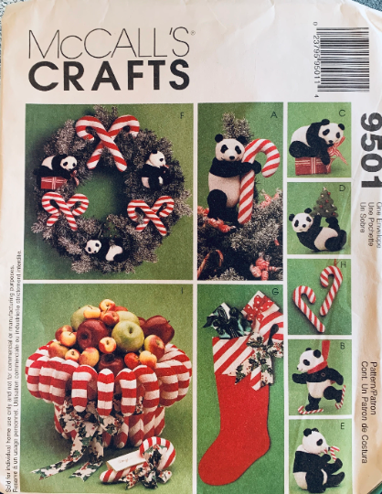 Christmas Holiday Decorations Panda Theme Wreath Ornaments Home Decor Sewing Pattern McCalls 9501
