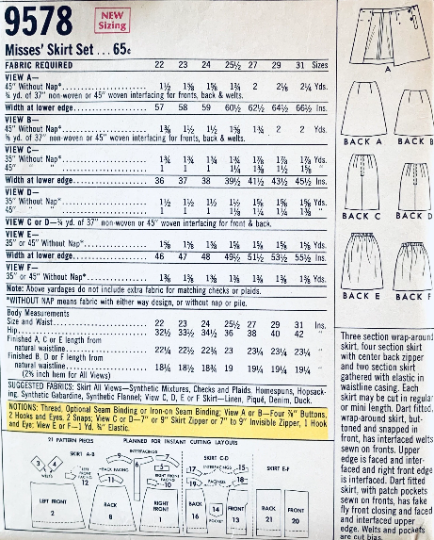 60s A Line Mini Skirt Pattern Kilt Skirts Easy Learn to Sew Vintage Sewing Pattern McCalls 9578 W25