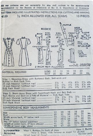 40s Ruffled Pinafore Summer Dress Pleated Skirt Sweetheart Neckline Petite Vintage Sewing Patterns Advance 4139 B30