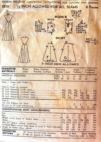 50s Fit N Flare Dress Lucy Style Scoop Neckline Cap Sleeve Jumper Full Skirt EASY Petite Juniors Vintage Sewing Pattern Advance 5920 B28