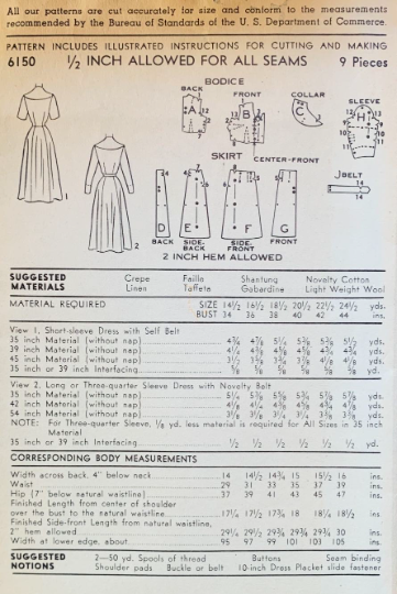 50s Day Shirtwaist Fit N Flare Dress Plus Size Sewing Pattern Advance 6150 B40