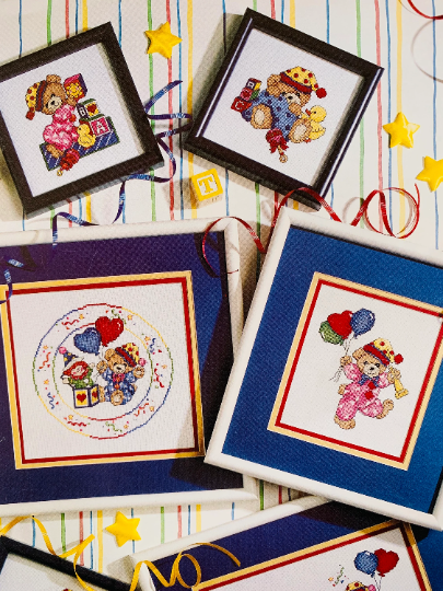 Counted Cross Stitch Circus Theme Nursery Home Decor Patterns for Baby or Toddler Room Confetti Surprise