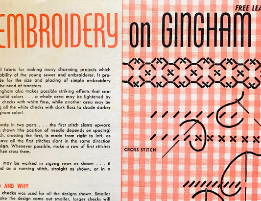 60s Chickenscratch Embroidery on Gingham Chicken Scratch Patterns Digital Downloadable PDF