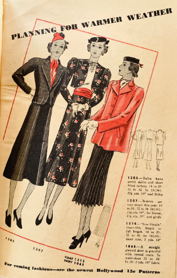 30s Hollywood Sewing Pattern Brochure Pamphlet Vintage Monthly Magazine March 1937 Bette Davis Olivia de Havilland Fashion Reference