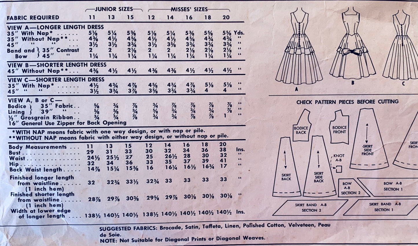 50s Fit N Flare Sleeveless Bow Trim Deep V Back Party Cocktail Dress Petite Sewing Pattern McCalls 3499 B32