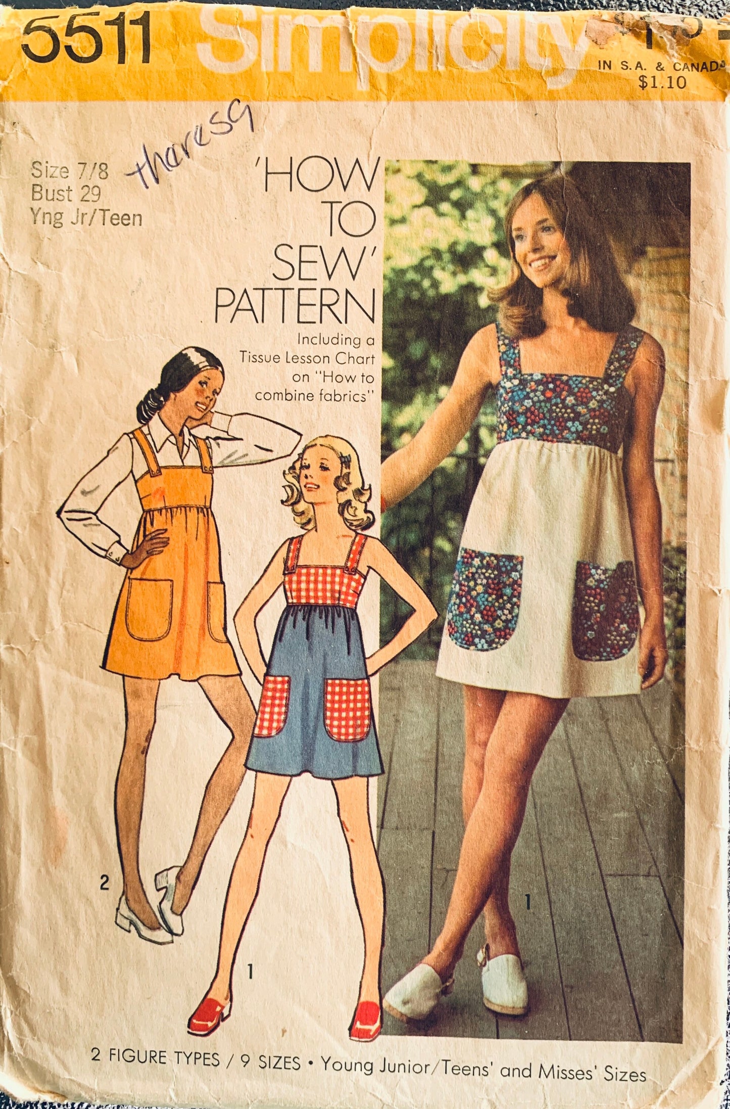 70s Mini Dress Sundress Sun Dresses w/ Pockets Learn to Sew EASY Petite Juniors Vintage Sewing Pattern Simplicity 5511 B29