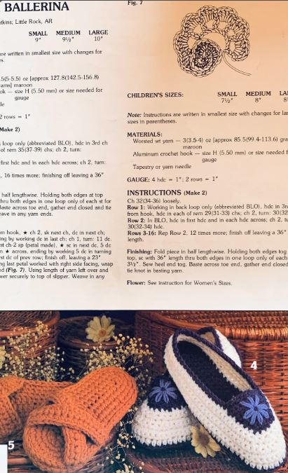 Leisure Arts Pattern Book for Crocheted Slippers Booties Patterns Vintage Magazine Booklet