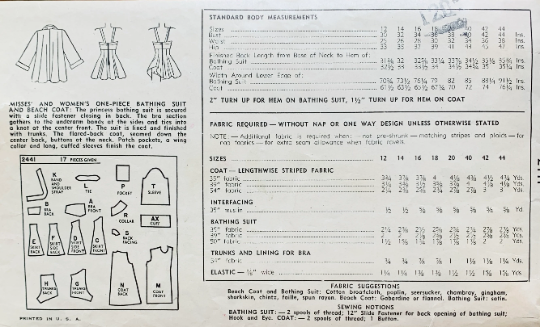 40s One Piece Swimsuit Pattern w/ Skirt & Matching Coverup Vintage Plus Size Sewing Pattern Simplicity 2441 B38
