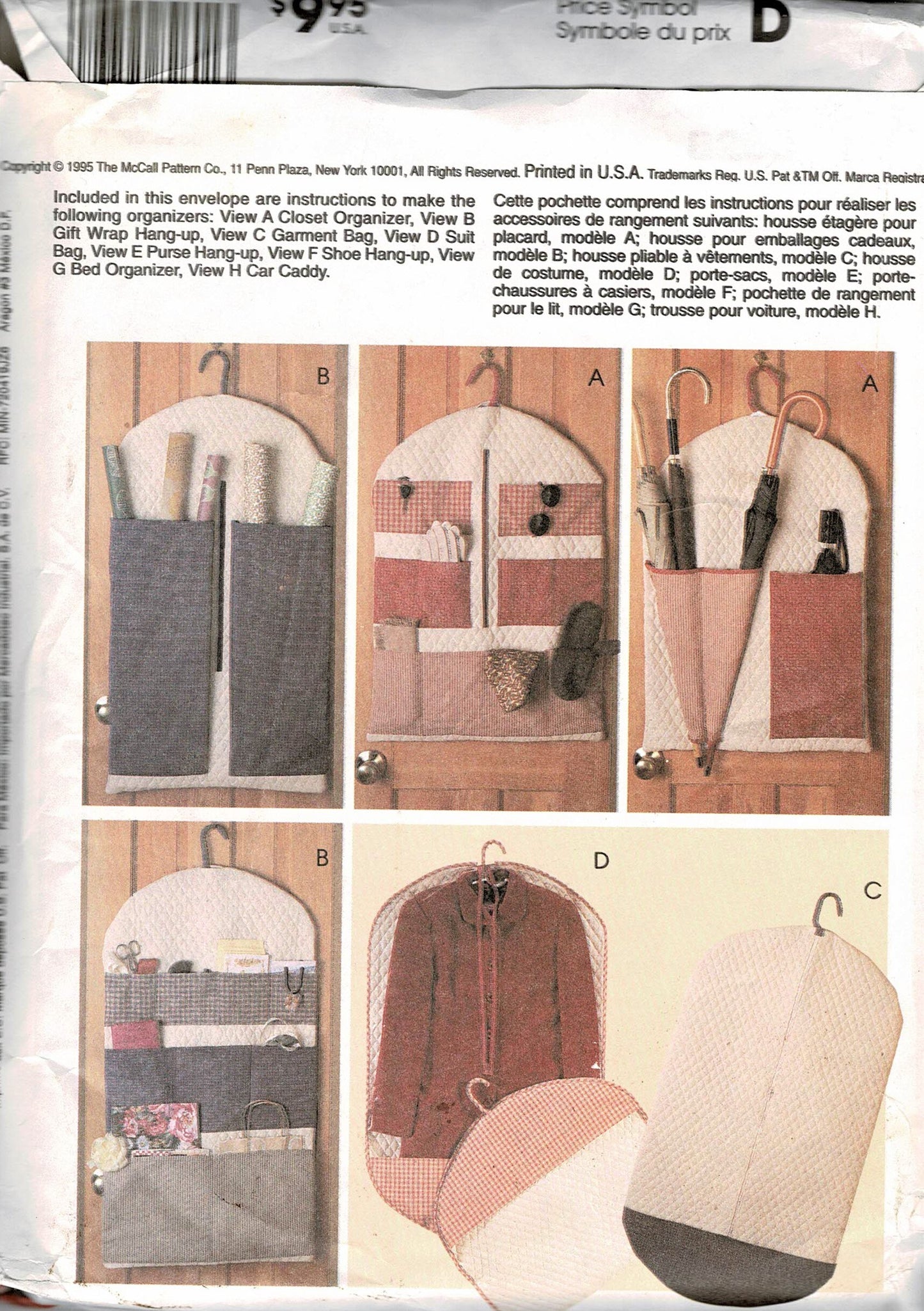 Car Organizer Shoe Caddy Home Decor Organization Car Caddy Sewing Pattern McCalls 8260