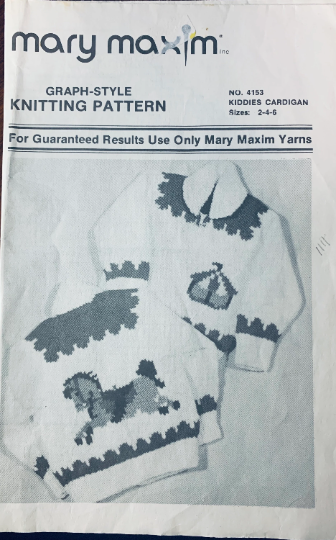 80s Mary Maxim Carousel Merry Go Round Cardigan Sweater Toddler Kids Knitting Pattern 4153 Size 2 4 6