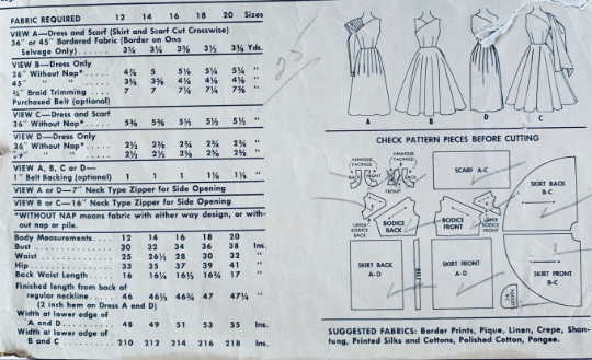 Glamorous Vintage 50s One Shoulder Surplice Wiggle Party Cocktail Dress Sewing Pattern McCalls 3605 B34