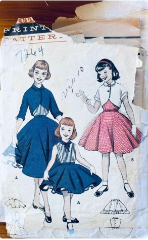 Girls Fit N Flare Party Dress w/ Matching Bolero & Petticoat Vintage Sewing Pattern Butterick 7264 10