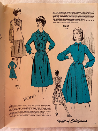 Prominent Designer 1979 Catalog Advertisement Sewing Pattern Catalogue Fashion Inspiration 70s Style