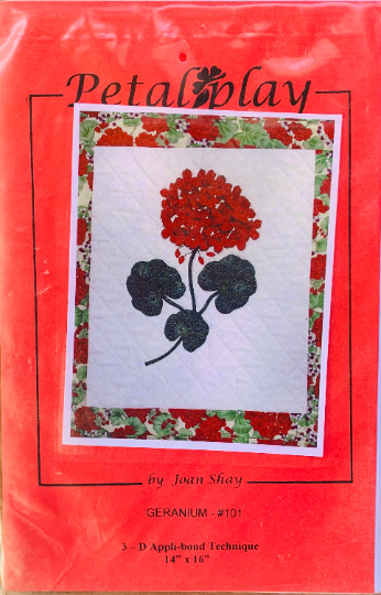 Red Geranium Petalplay Quilt Block Quilting Pattern Wall Hanging Design Flower Red Work