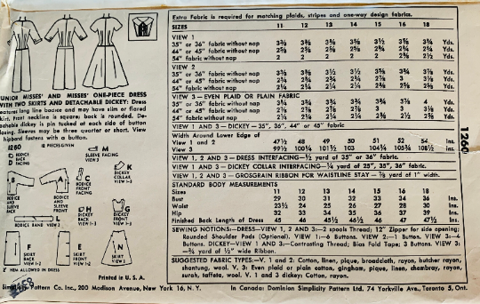 50s Fit N Flare Sheath Dress w/ Unique Neckline Vintage Sewing Pattern Simplicity 1260 B34