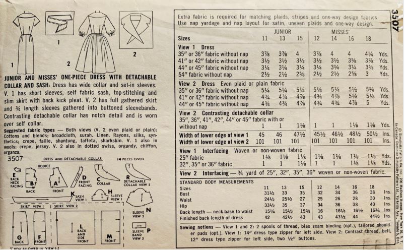 50s 60s Fit N Flare Fitted Dress Detachable Collar Surplice Dresses Vintage Sewing Pattern