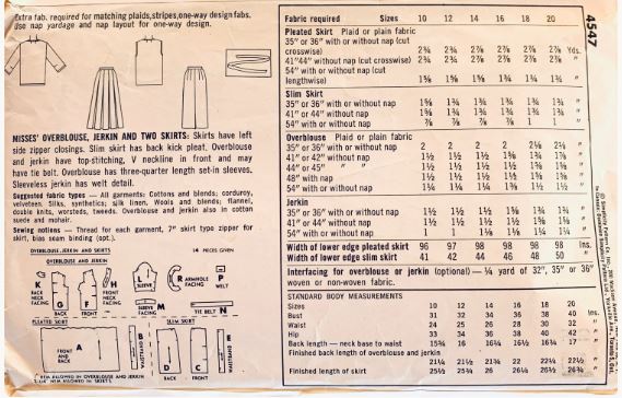 60s Womens Knee Length Pleated Skirt V Neck Pullover Top Petite Vintage Sewing Pattern Simplicity 4547 B31