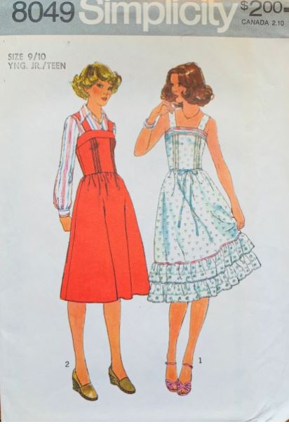 70s Ruffled Hem Sundress Sun Dress w/ Gunne Sax Vibe Petite Vintage Sewing Pattern Simplicity 8049 B30