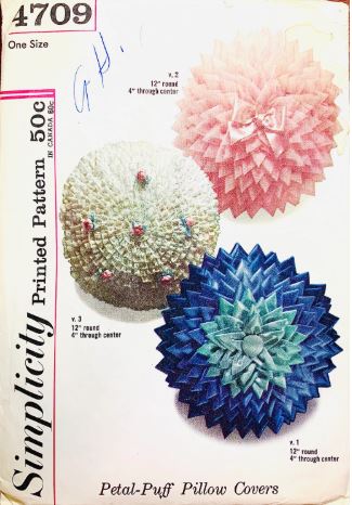 60s Unique Decorative Floral Petal Throw Pillow Vintage Sewing Pattern Simplicity 4709