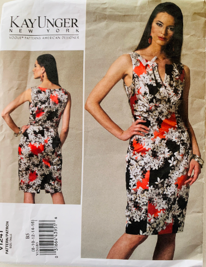 Ruched Sleeveless Dress Designer Kay Unger Designer Sewing Pattern Vogue 1241 B31-38