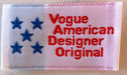 Vogue American Designer Label Clothing Tag Vintage 60s Embroidered Red White & Blue