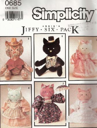 80s 18 Inch Stuffed Kitty Cat Stuffies in 6 Styles Stuffy Stuffed Animal Abbie Small Vintage Sewing Pattern Simplicity 0685