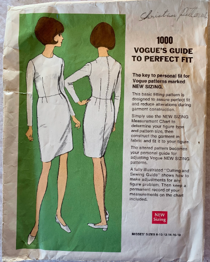 60s Womens Sloper Dress Petite Fitting Shell Sewing Pattern Vogue 1000 B31
