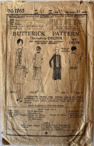 1920s Drop Waist Dress w/  Scalloped Jacket Deco Era Vintage Sewing Pattern Butterick 1165 B34