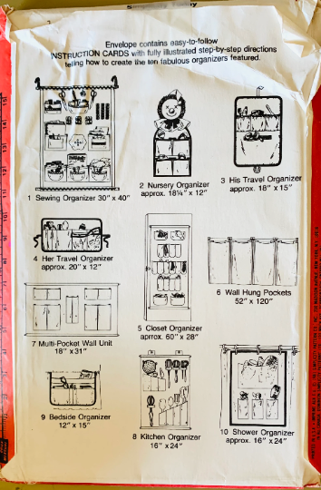 80s Home Organizer Sewing Room Organization Nursery Decor Wall Hanging – Vintage Fashion Library