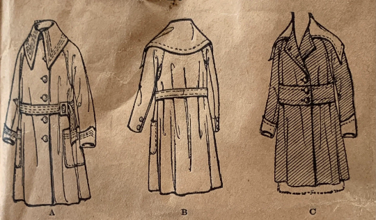 1900s Edwardian Coat Girls' Juniors Coats w/ Convertible Collar Raglan Sleeves Button Front Outerwear Vintage Sewing Pattern Standard 1211 Size 12