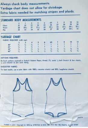 Girls Racer Back One Piece Swimsuit Swim Suit Bathing Suit Vintage Sewing Pattern Stretch Sew 1252