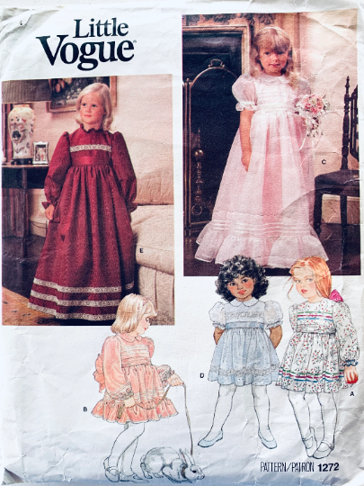 Toddler Flower Girl Cottagecore Prairie Cottage Core Maxi Dress Sewing Pattern Little Vogue 1272 Size 3