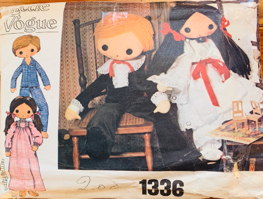 Bride and Groom Stuffed Dolls Wedding Bridal Gift Boy & Girl Vintage Sewing Pattern Vogue 1336