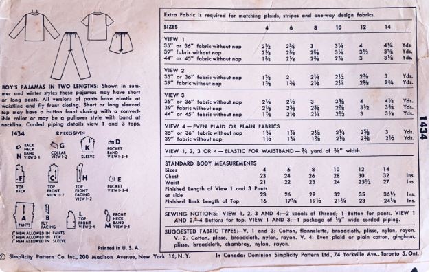 Toddler Boys 2 Piece Pajamas Set Pajama Pants in 2 Lengths Sleepwear Vintage Sewing Pattern Simplicity 1434  Size 4
