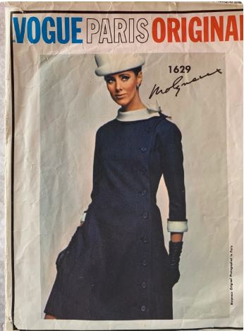 60s Roll Collar Asymmetrical Button Front Mod Dress Molyneux Designer Petite Vintage Wounded Bird Sewing Pattern Vogue Paris Original 1629 B31