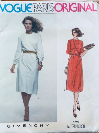 70s Asymmetrical Day Midi Dress Givenchy Designer Vogue Paris Original Vintage Sewing Pattern 1719 B34