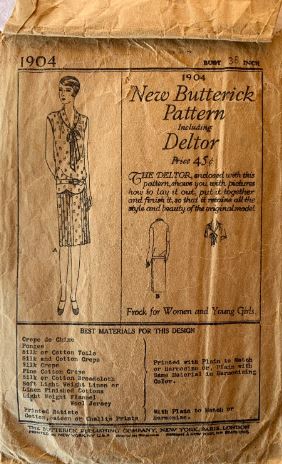 1920s Sleeveless Summer Drop Waist Art Deco Era Dress Plus Size Vintage Sewing Pattern Butterick 1904 B38