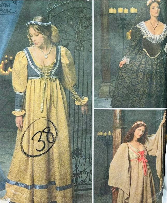 Ren Faire Renaissance Empire Waist Dress Costume Petite Vintage Sewing Pattern Simplicity 8192 Size 6-8