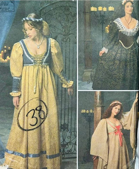 Ren Faire Renaissance Empire Waist Dress Costume Petite Vintage Sewing Pattern Simplicity 8192 Size 6-8