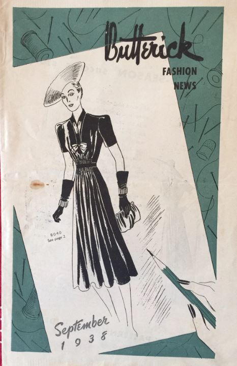 1930s Butterick Fashion News Vintage  Sewing Pattern Fashion Catalog Brochure Magazine September 1938