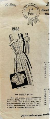 40s Summer Dress w/ Matching Bolero Jacket Sundress Sun Dresses Vintage Sewing Pattern Mail Order 1955 B36