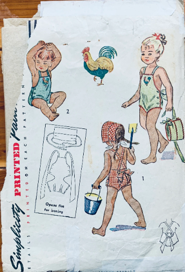 Infant Playsuit Romper & Matching Bonnet Play Suit Sewing Pattern Simplicity 1990 Size 1