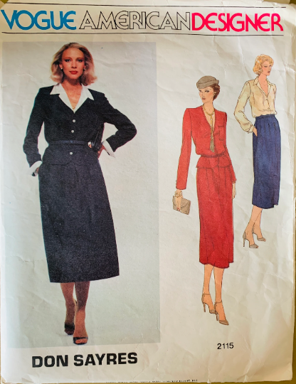 70s Blouson Peplum Dress w/ Long Sleeves Sleeves & Cuffs Designer Don Sayres Vintage Petite Sewing Pattern Vogue American Designer 2115 B32